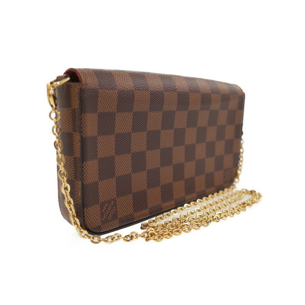 Louis Vuitton Shoulder Felicie Bag Bag Pochette Damier Clutch Ebene Chain Brown - Picture 1 of 5